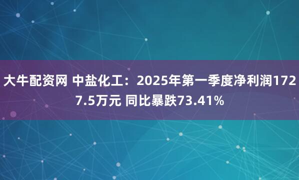 大牛配资网 中盐化工：2025年第一季度净利润1727.5万元 同比暴跌73.41%